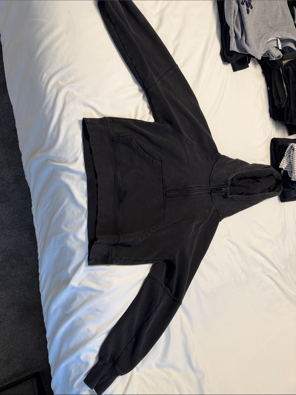 Arie Black Half-Zip Hooded Sweatshirt